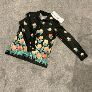 Floral Black Women's button up